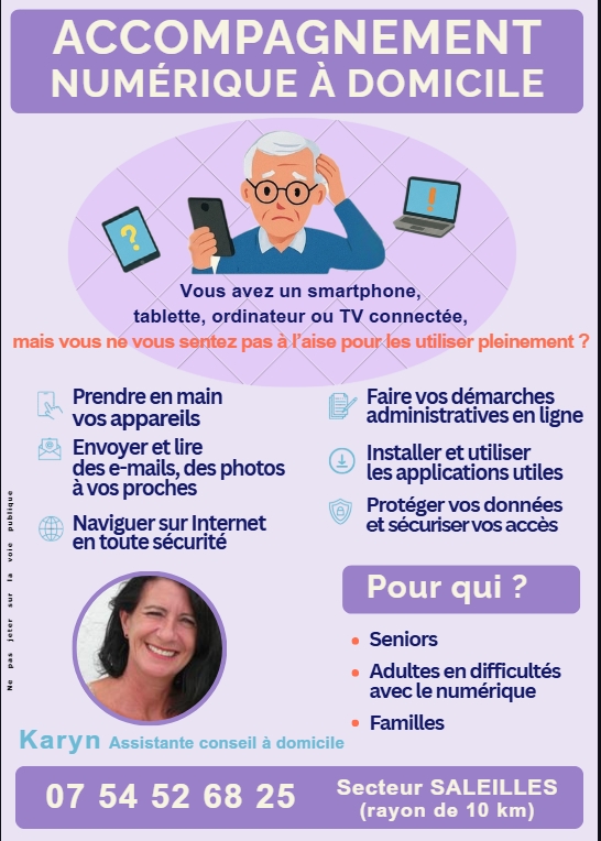 Affiche : "Accompagnement informatique à domicile"